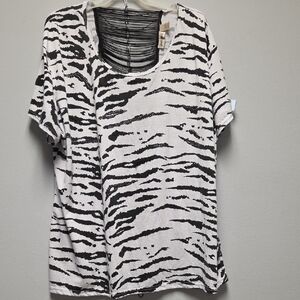 Lane Bryant Black and White Animal Print Tee